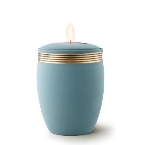 Ceramic Candle Holder Keepsake Urn (Velvet-like surface) – BLUE